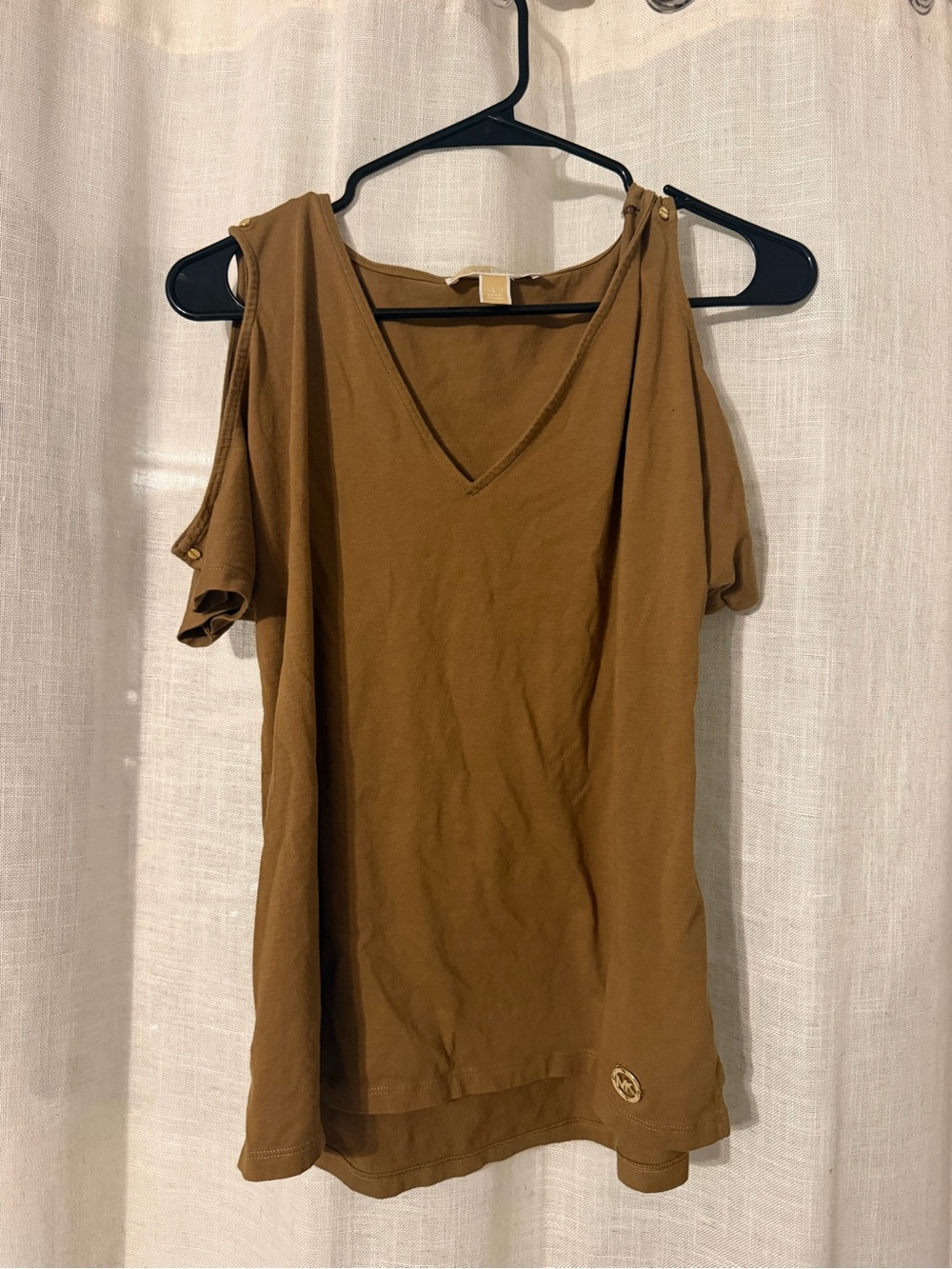Michael Kors Cold-Shoulder V-Neck Tank Top in Brown